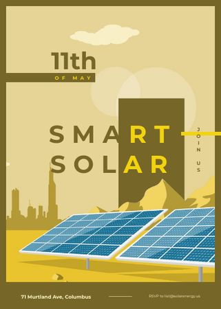 Szablon projektu Solar panels in rows for Ecology conference Invitation