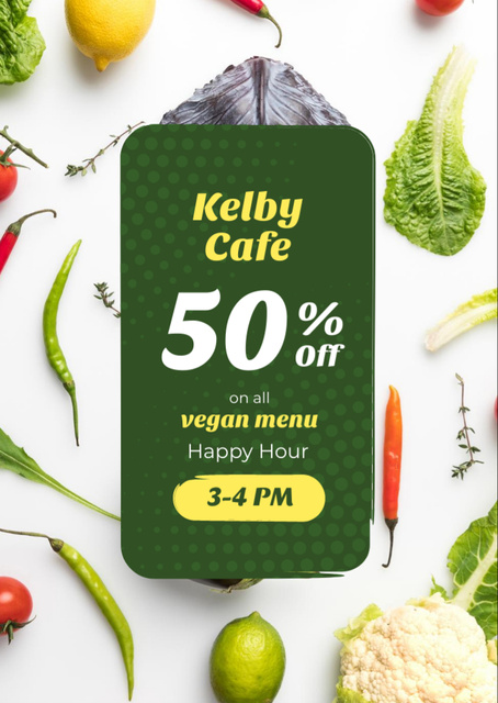 Cafe Offer for Vegetarians Flyer A6デザインテンプレート