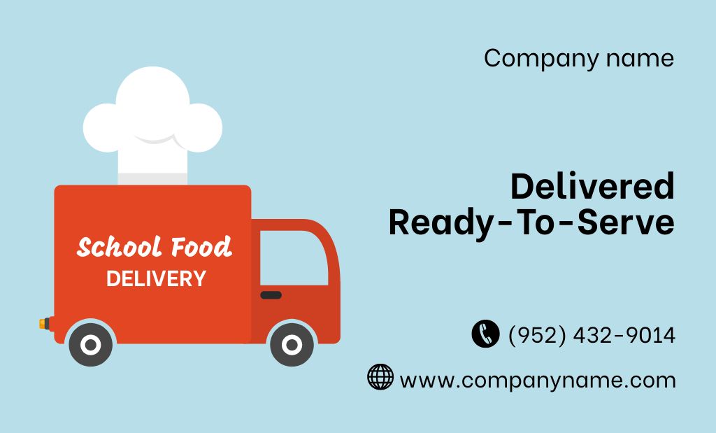 Advertising Service for Delivering Food to School Business Card 91x55mm tervezősablon