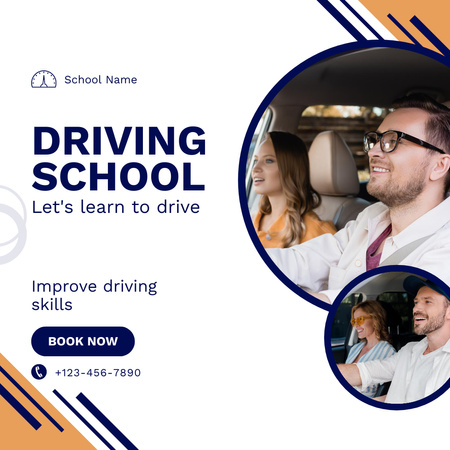 Achievement-oriented Car Driving Trainings Offer With Booking Instagram Design Template