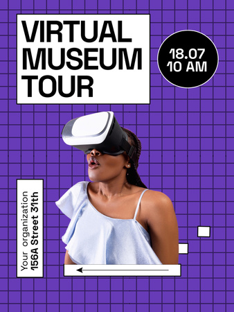 Modèle de visuel Visite fascinante du musée virtuel disponible - Poster US