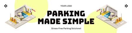 Offer Simple Parking Services on Yellow Twitter Design Template