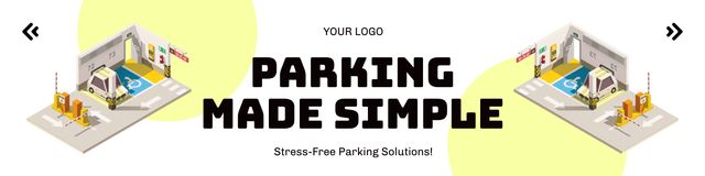 Offer Simple Parking Services on Yellow Twitter Design Template