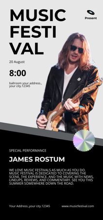 Music Festival Announcement with Rock Musician Flyer DIN Large Design Template