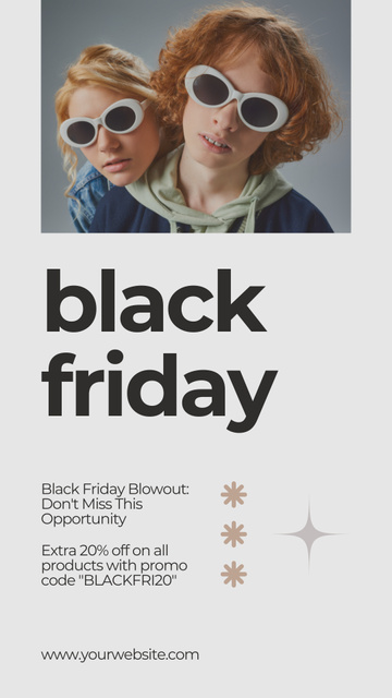 Black Friday Sale Ad with People in Stylish Sunglasses Instagram Storyデザインテンプレート