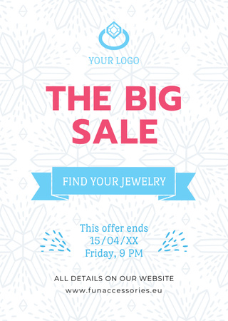 Ontwerpsjabloon van Flyer A6 van Promotional Offer Sale Jewelry with Blue Ring
