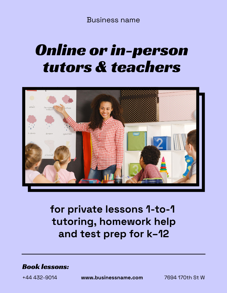 Online Tutor Services Offer Poster 8.5x11in Design Template
