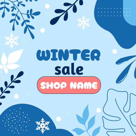 Winter Sale Announcement on Blue Instagram tervezősablon