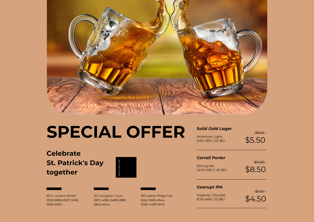 Beer Discount on St.Patricks Day Poster B2 Horizontal Design Template