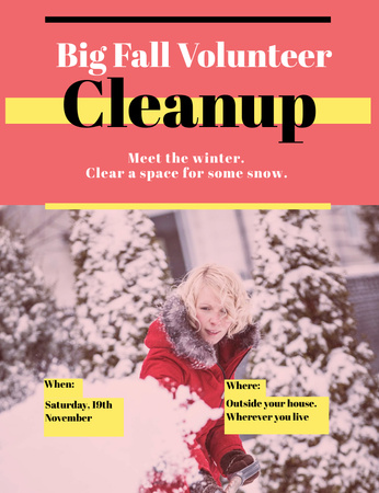 Volunteer At Winter Clean Up Event Invitation 13.9x10.7cm Design Template