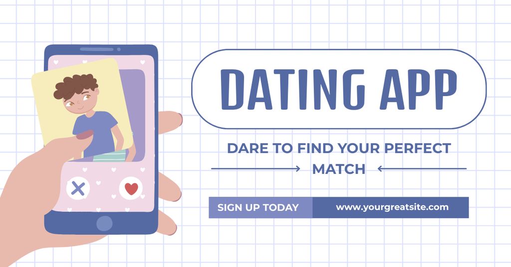 Find Your Perfect Match on Dating App Facebook AD Modelo de Design