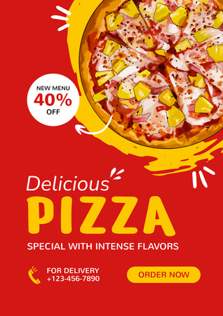 Designvorlage Special Offer Discount on Appetizing Pizza für Poster