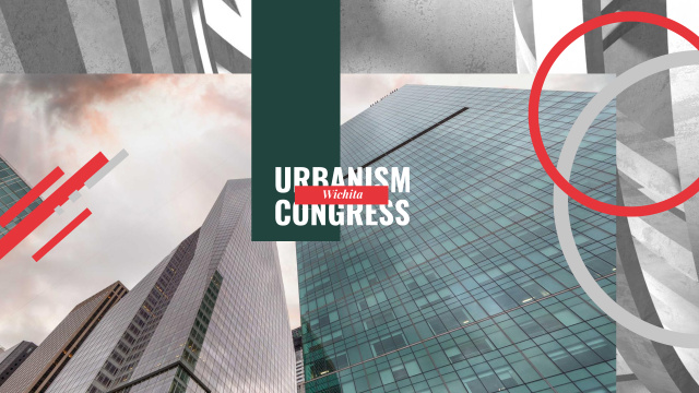 Urbanism Conference Advertisement with Glass Skyscrapers Youtubeデザインテンプレート