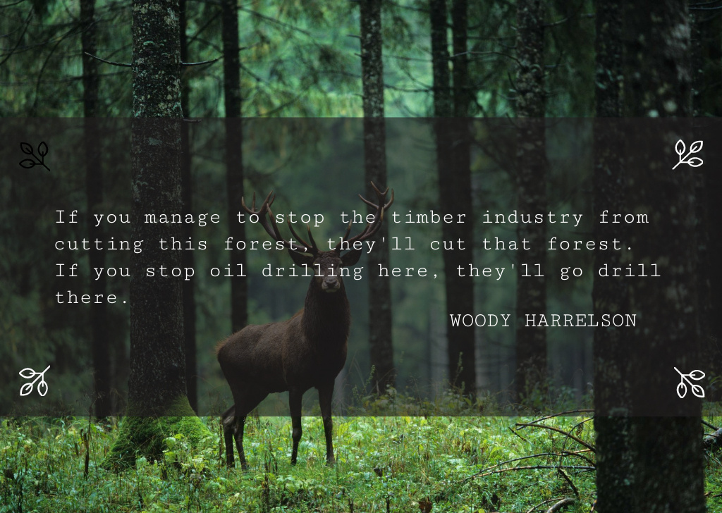 Nature saving quote with Deer Card Design Template