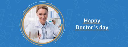 Doctor's day Announcement with Female Doctor Facebook cover Design Template