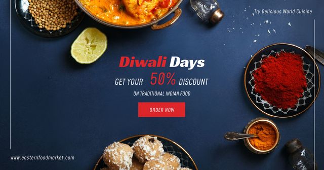 Ontwerpsjabloon van Facebook AD van Happy Diwali feast
