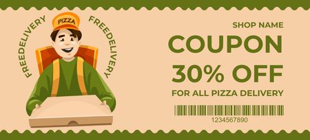 Discount Voucher for All Pizza Delivery Coupon 3.75x8.25in Design Template