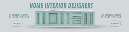 Plantilla de diseño de Anuncio de diseñadores de interiores de casas LinkedIn Cover 
