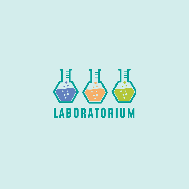 Laboratory Equipment with Glass Flasks Icon Logo Design Template