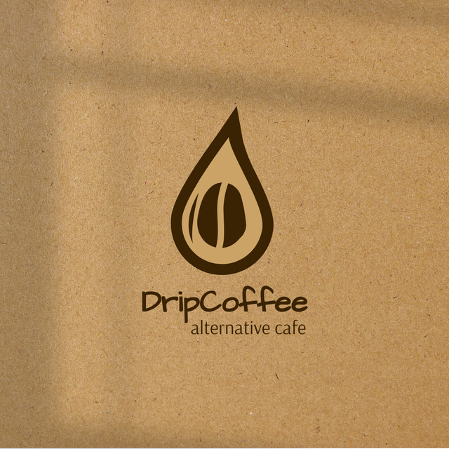 Alternative Cafe Ad with Coffee Bean And Drip Coffee Logo Design Template