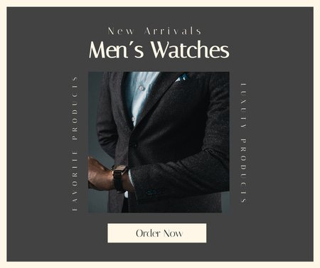 New Collection Of Watches Promotion In Gray Facebook Design Template