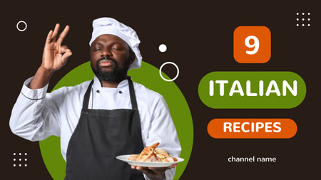 Ontwerpsjabloon van Youtube Thumbnail van Afro-Amerikaanse chef-kok biedt Italiaanse recepten