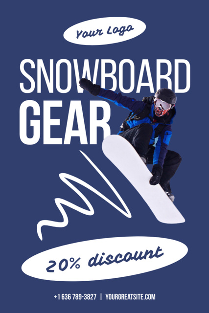 Snowboard Gear Sale Offer with Sportsman Postcard 4x6in Vertical Design Template