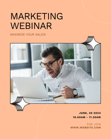 Digital Marketing Webinar Announcement with Man with Glasses Instagram Post Vertical Design Template