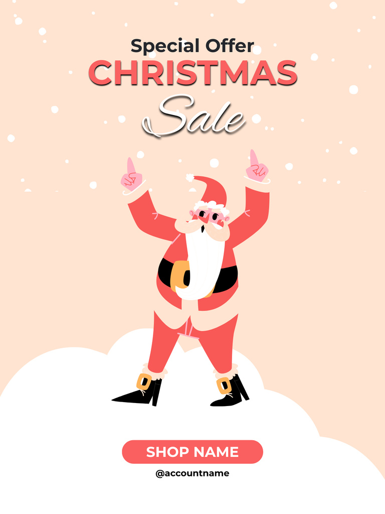 Christmas Sale Offer Santa Recommending Poster US Design Template