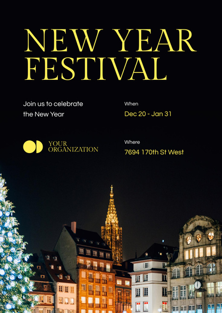 Ontwerpsjabloon van Poster van New Year Festival Celebration Announcement