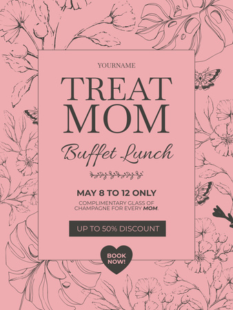 Buffet Lunch Invitation on Mother's Day Poster US Design Template