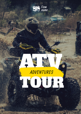 Ontwerpsjabloon van Postcard 5x7in Vertical van Extreme ATV Tours-aanbieding voor iedereen