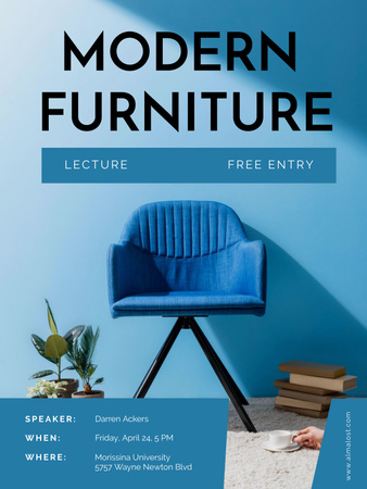 Designvorlage Modern Furniture Offer with stack of Books and Coffee für Poster US