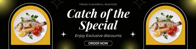Platilla de diseño Special Offer with Delicious Cooked Fish Twitter