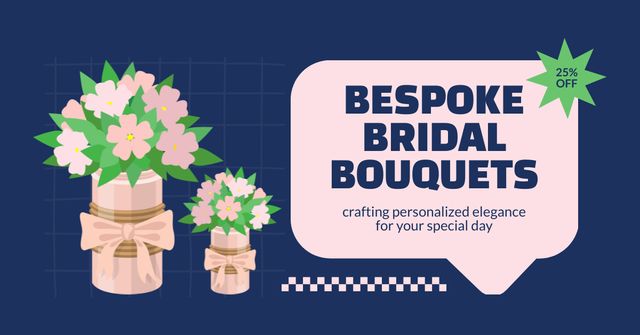 Szablon projektu Bespoke Bridal Bouquets Offer with Discount Facebook AD