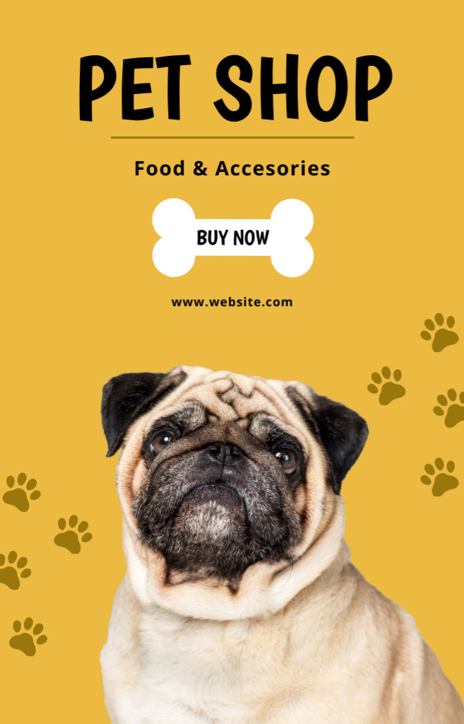 Pet Shop Ad with Pug on Yellow IGTV Cover Modelo de Design