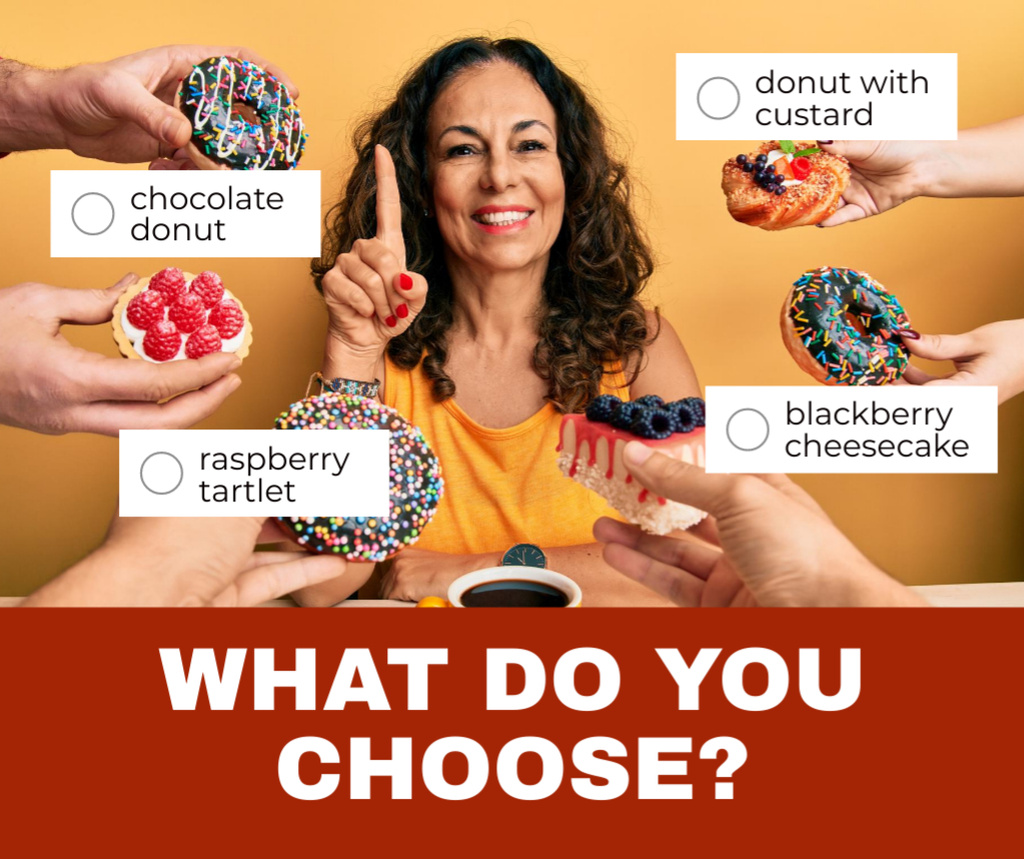 Designvorlage Choice between Various Sweet Donuts für Facebook