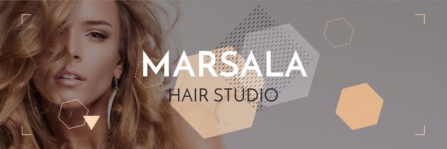 Hair Studio Ad with Woman with Blonde Hair Email header Modelo de Design