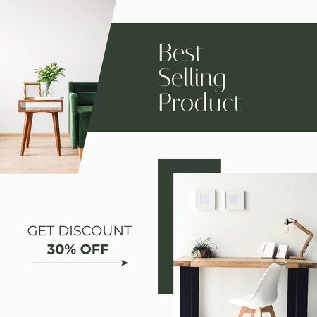 Plantilla de diseño de oferta de muebles con decoración minimalista blanca Instagram 