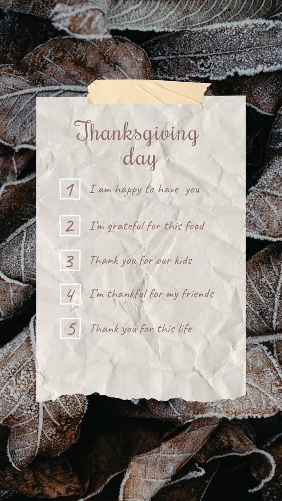 Thanksgiving Day Greeting with Autumn Foliage Instagram Story Design Template