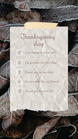 Thanksgiving Day Greeting with Autumn Foliage Instagram Story Šablona návrhu