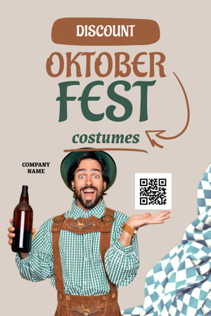 Oktoberfest Costumes Ad Postcard 4x6in Vertical Design Template