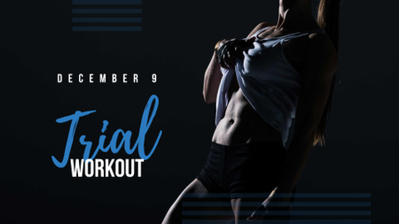 Workout Offer with Athlete Woman FB event cover Design Template