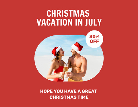 Ontwerpsjabloon van Flyer 8.5x11in Horizontal van Discount for Holidays in July with Couple in Love