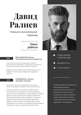 Chief Executive Officer skills and experience Resume – шаблон для дизайна