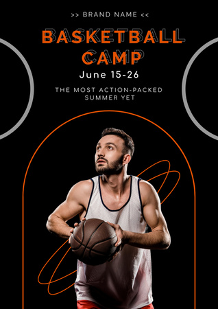 Summer Basketball Camp Advertisement Poster Design Template