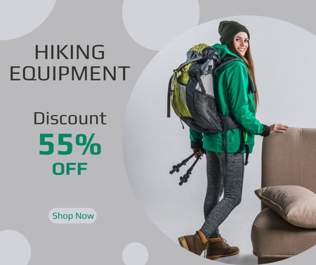 Platilla de diseño High Quality Hiking Equipment Sale Offer With Backpacks Facebook