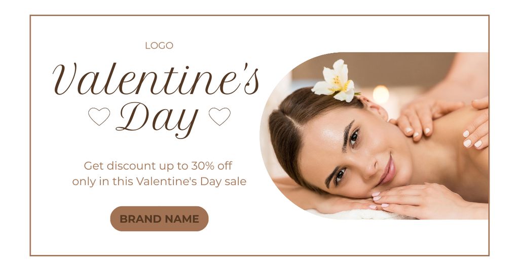 Spa Discount Offer for Valentine's Day Facebook AD Design Template