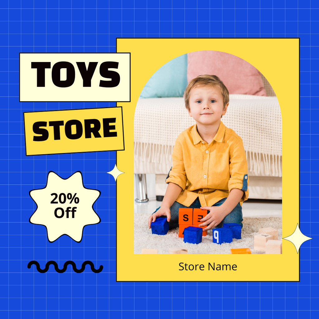 Plantilla de diseño de Discount with Boy Playing Educational Toys Instagram AD 