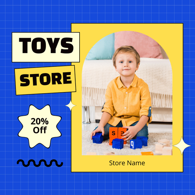 Discount with Boy Playing Educational Toys Instagram AD Design Template